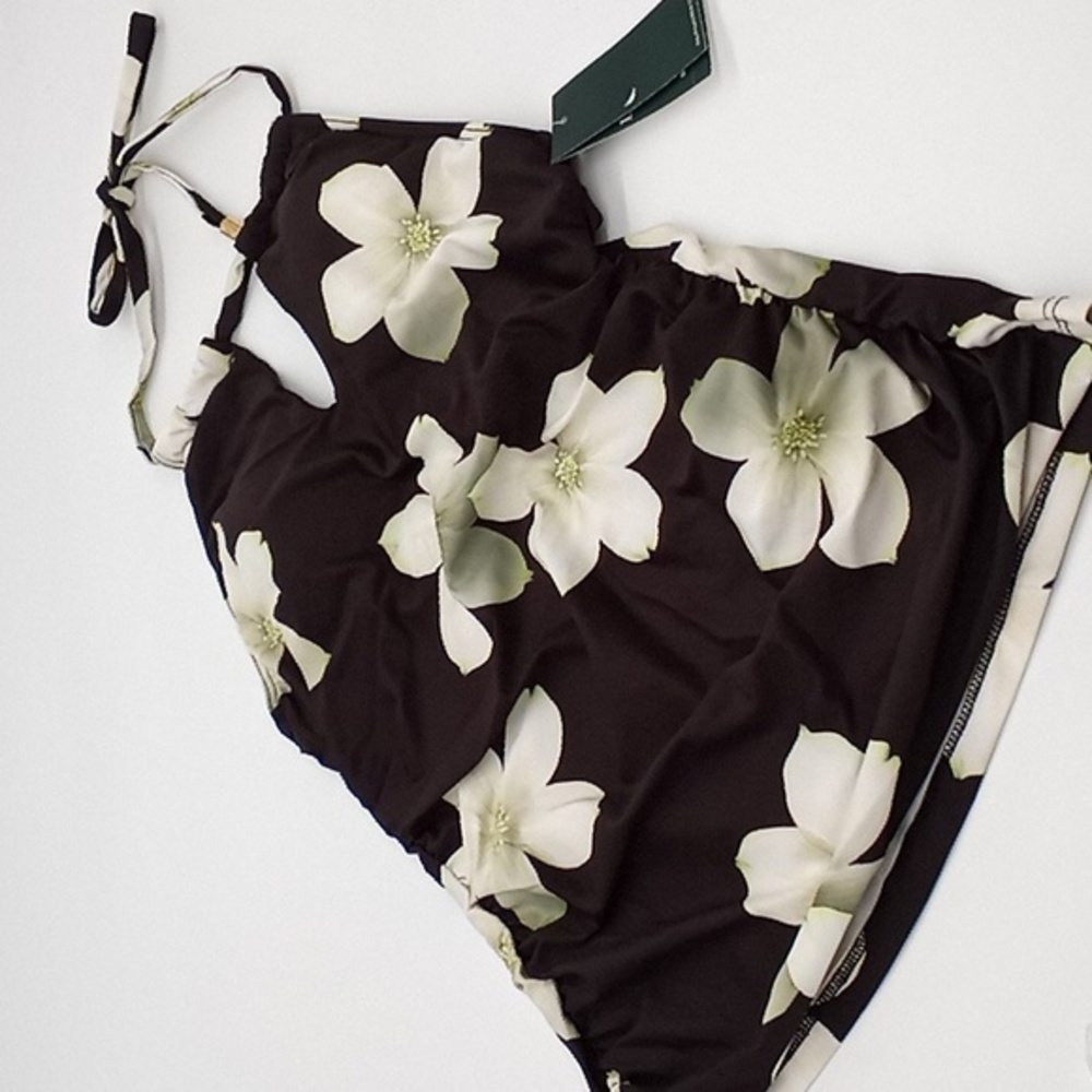 Lauren Ralph Lauren Villa Floral High Neck Swim Halterkini Top Black‎ 8